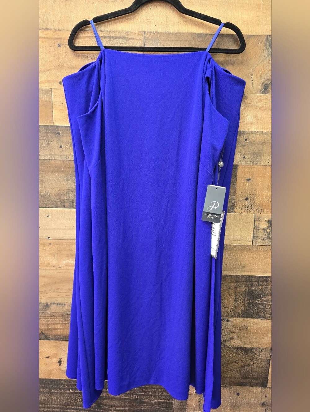 Adrianna Papell Royal Blue Off Shoulder Cape Dress Size 16W - Picture 3 of 13